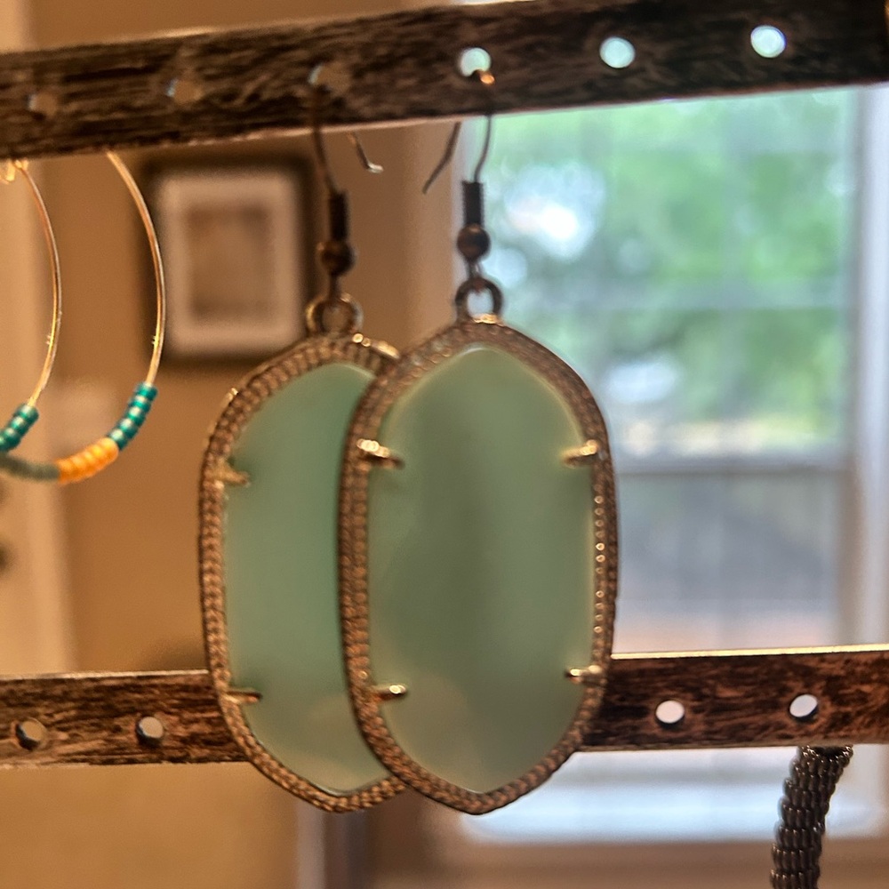 Elegant Gold and Mint Green Earrings